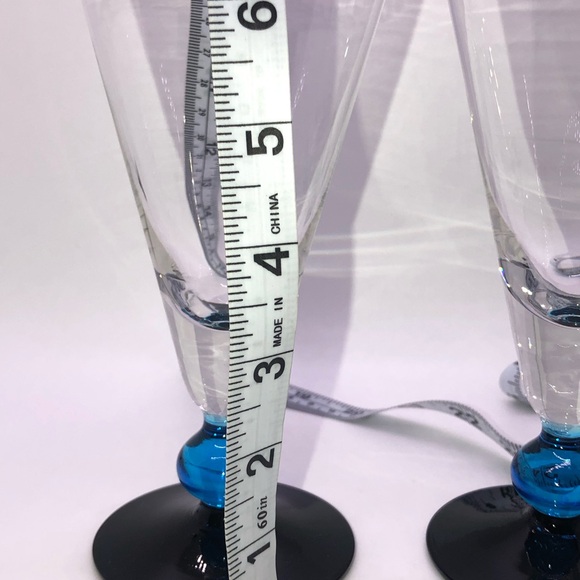 Arte Murano Icet Blue Champagne Flutes Wine Goblets Italy MCM Contemporary Set - Picture 8 of 8